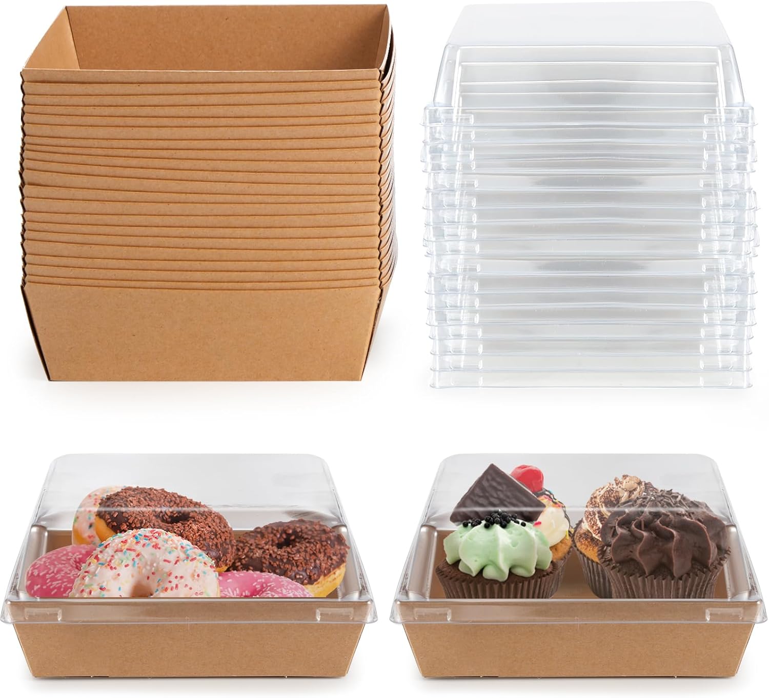 Charcuterie Boxes 20 Pack with Clear Lids, Square