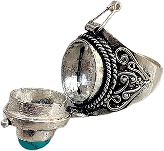 Turquoise Ring, Poison Box Ring, Oval Stone Ring, Designer Box Ring, Poison Pill Box, Blue Turquoise Gemstone Jewelry, Handcrafted Ring, Wedding Ring, Vintage Box Ring, Openable Ring, Turquoise Jewelry