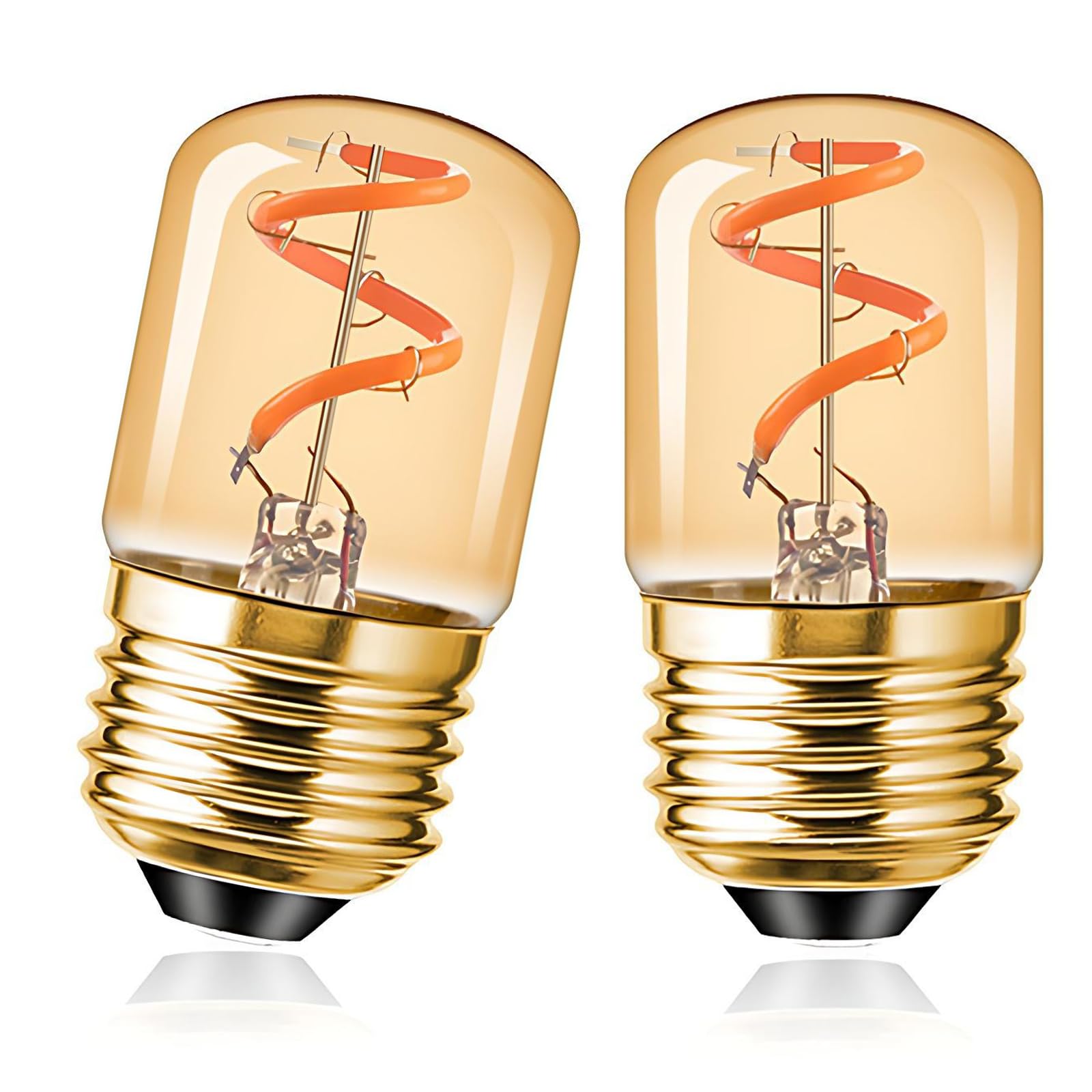 Chersun Dimmable E27 T28 LED Night Light Bulbs 2 Pack, 1.5W 150LM Amber Glass 2200K Ultra Warm White, 30%-100% Smooth Dimming, Pygmy Vintage Edison Screw Bulb, Flicker-Free, Energy Saving