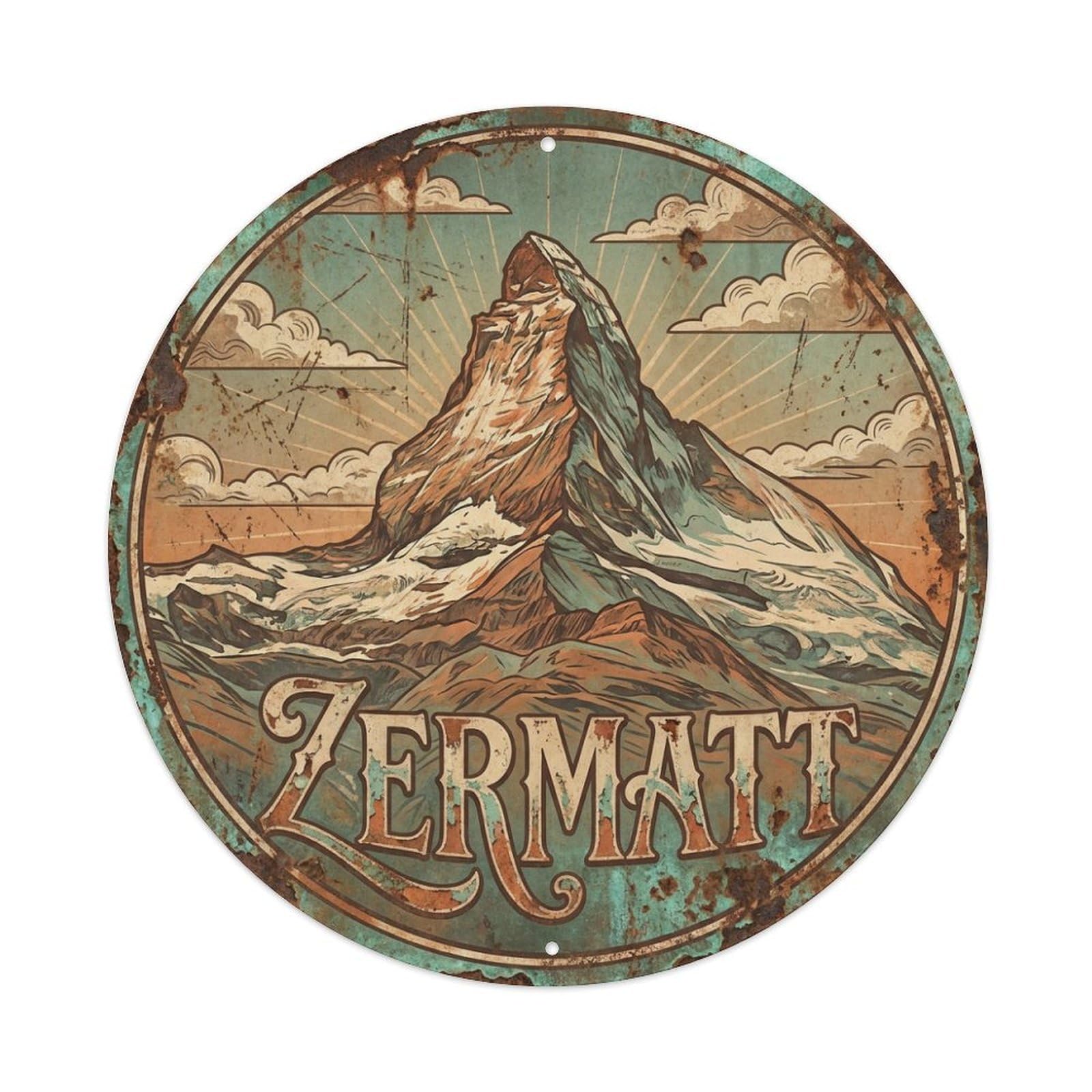 Galvaxio Style Retro Travel Switzerland Zermatt Metal Tin Sign