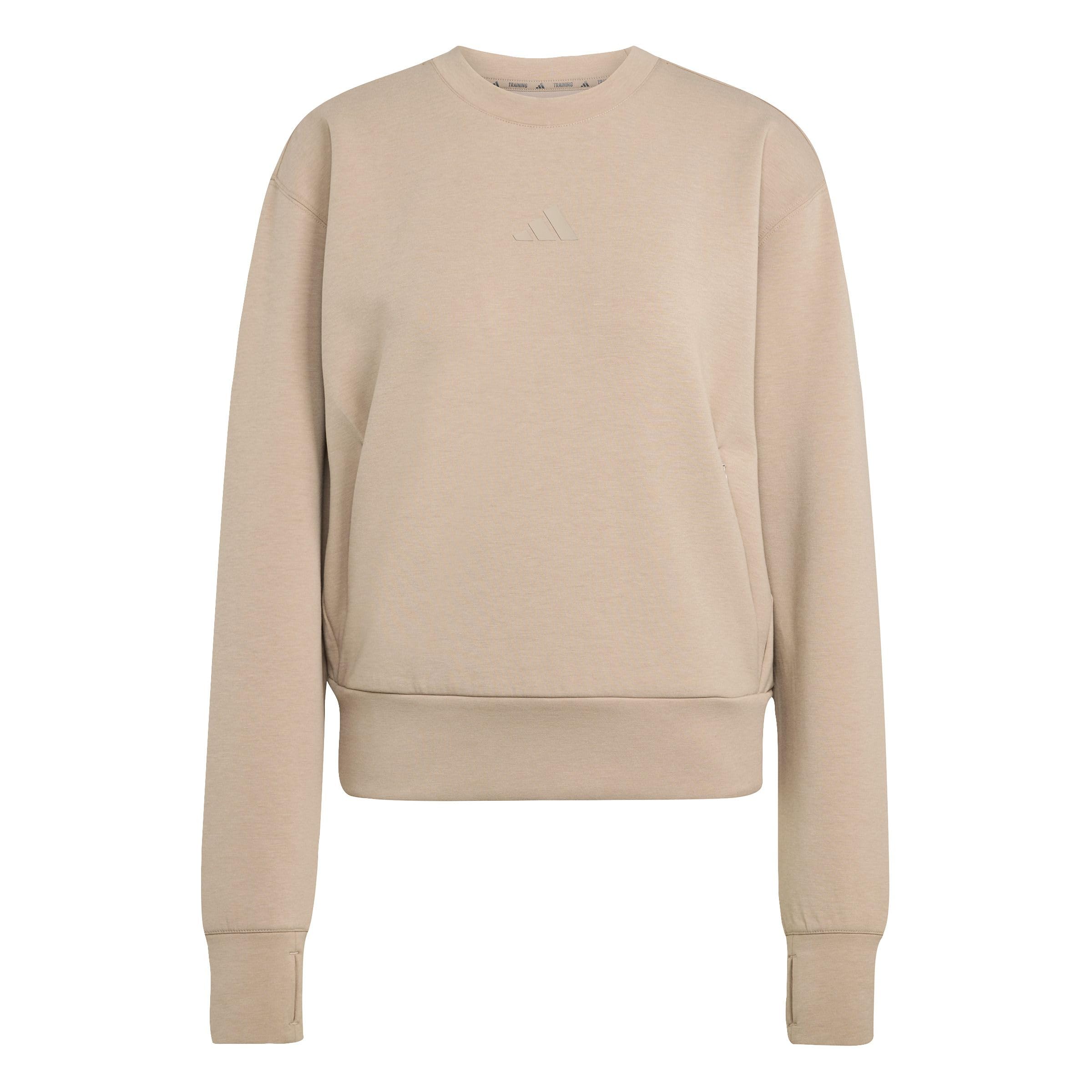adidas Women's D4T Workout Warm Up Crew Neck, chalky brown, XS