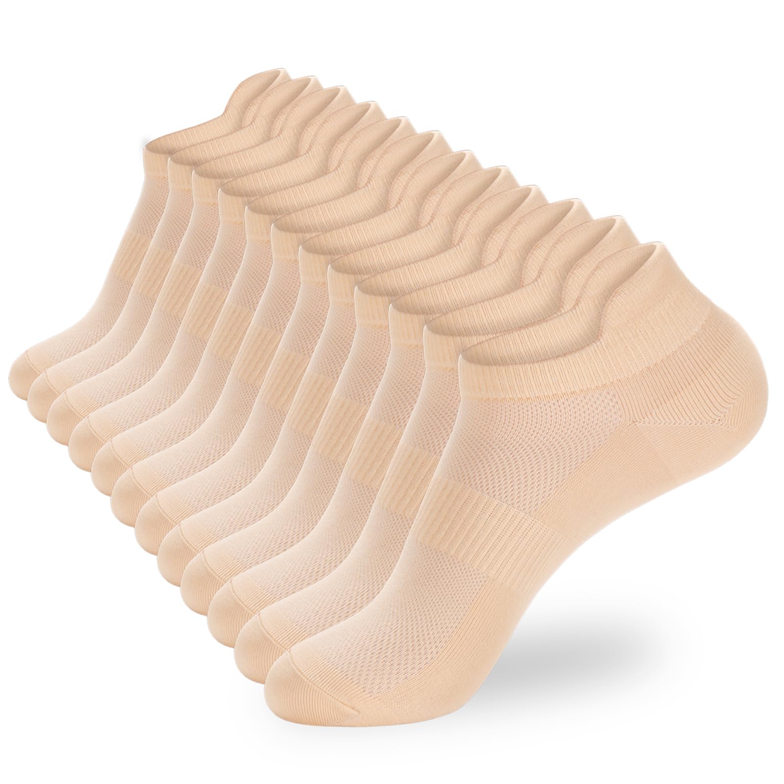 Varietyou Ankle Socks Women's and Mens - 6/10 Pairs Low Cut Tab & No Show Athletics Running Socks, 6pairs-nude, 5-7
