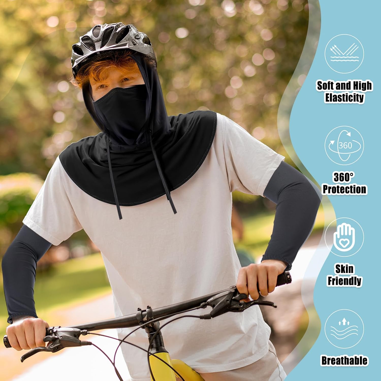 Frienda Balaclava Ski Mask and Arm Sleeves Sun Protection Hood Breathable Full Head Mask Face Cover for Men Women
