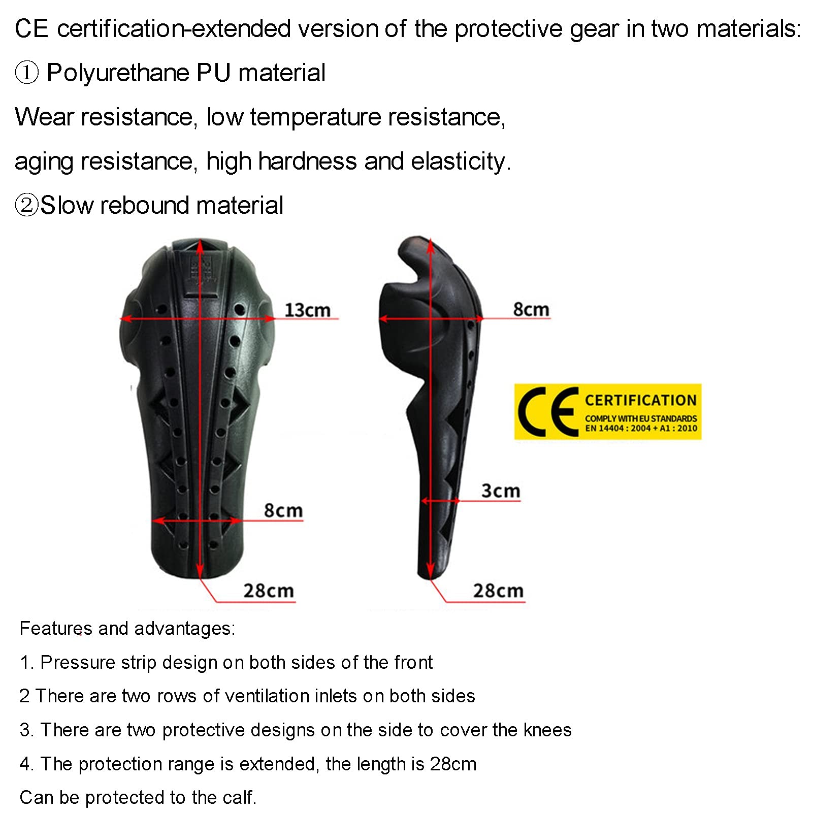 Pantalon De Hockey Pantalon De Moto en Cuir Pantalon D'armure D'équipement De Protection Étendu Pare-Brise Pantalons Moto pour Hommes Et Femmes (XXS-4XL, Doublure Allongée)