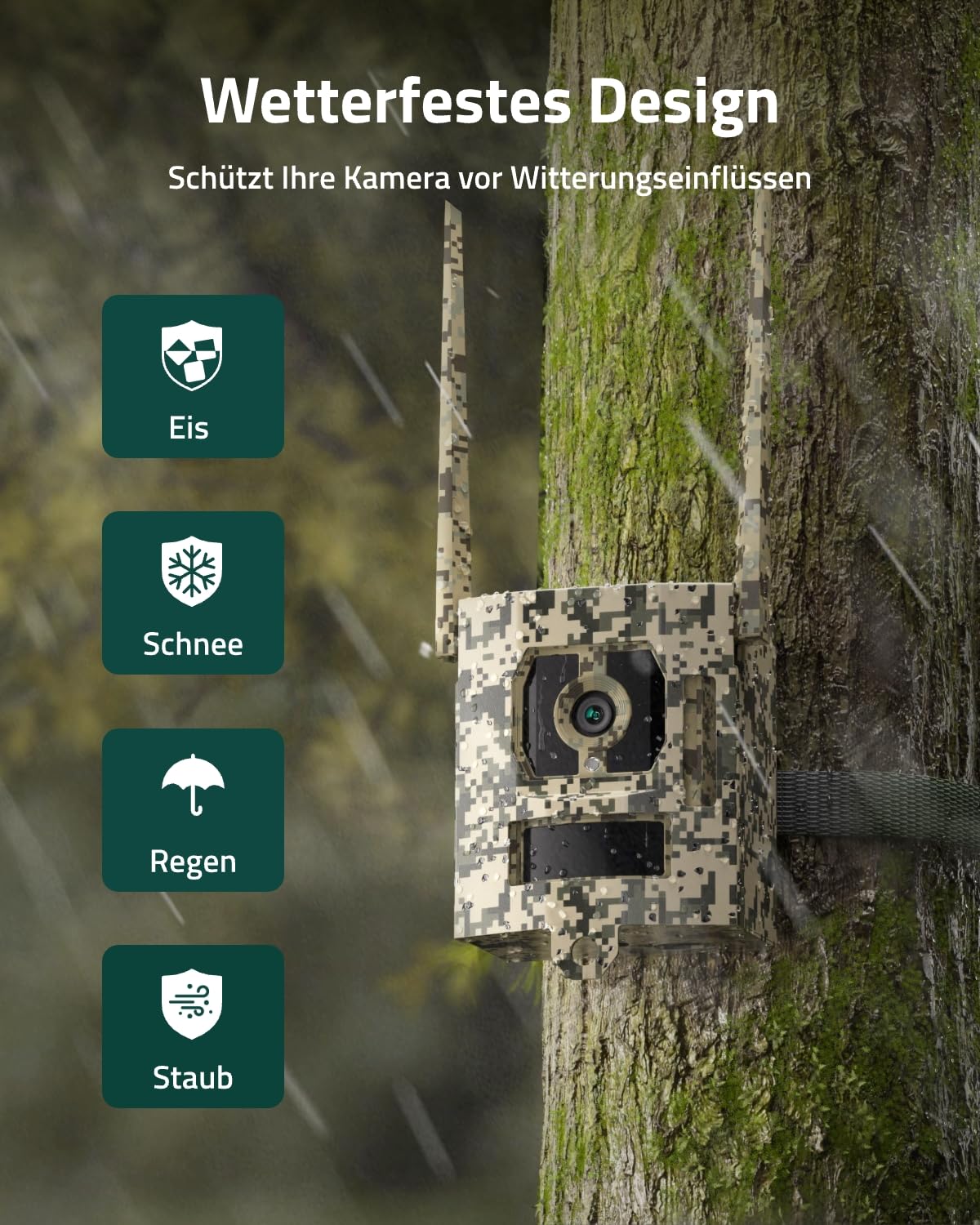 4G LTE Wildkamera mit SIM-Karte, 4K 8MP UHD, Live View jederzeit und überall, 0,2 Sek. Auslösezeit, Talon Pro+Sicherheitsbox+ Kabelschloss