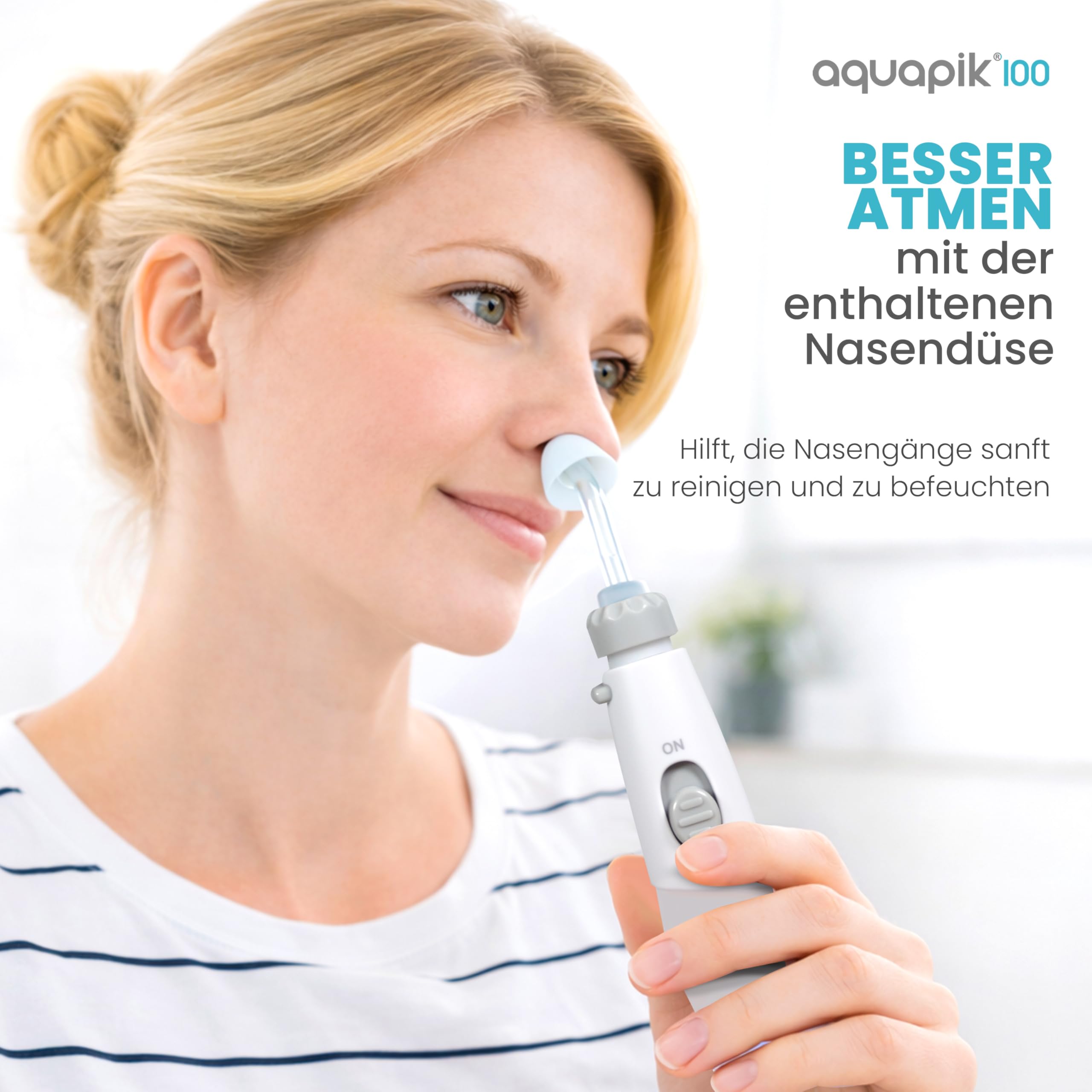 Aquapik® 100 Munddusche 600 ml 10 Stufen 8 Aufsätze Water Flosser Weiß.