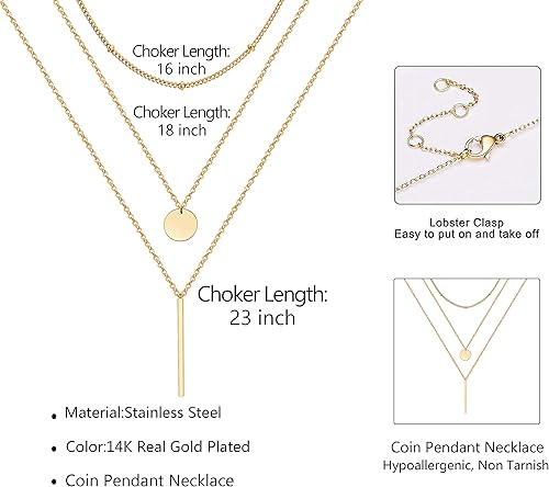 Miniatura 6 de Collares delicados para mujer, collares en capas, collar de gargantilla chapado en oro, joyería para mujer