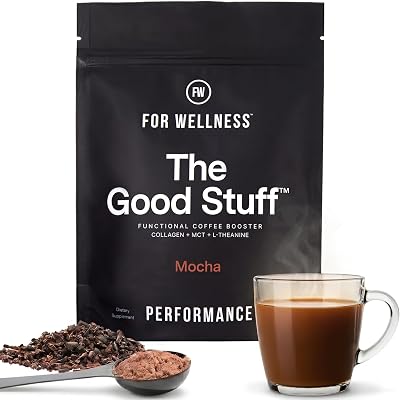 The Good Stuff | Mocha Coffee Booster | Healthy Coffee Creamer for Focus & Energy | Keto, Non-Dairy Creamer Powder with MCT Oil, Collagen & L-Theanine | 30 Servings