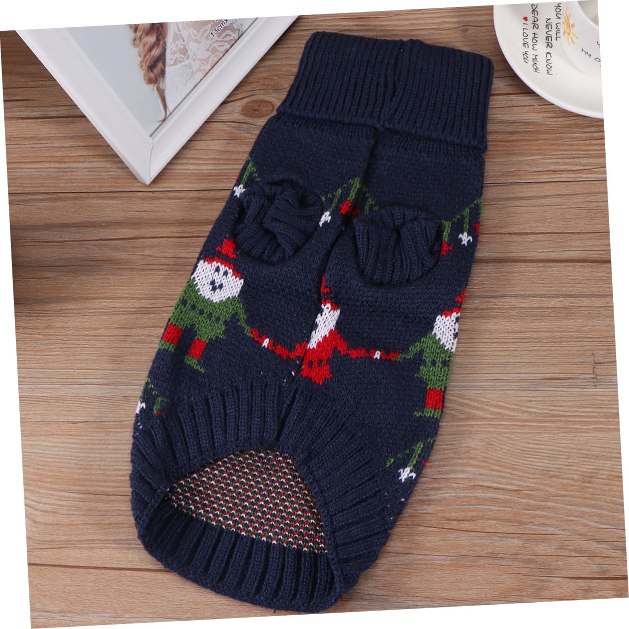 Housoutil 3pièces Pull Tricot pour Chien Manteau Turtleneck De Noël Doux Et pour Animaux Vêtements Hiver pour Chiens Bleu