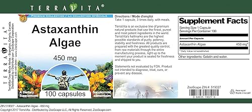 Miniatura 2 de TerraVita Algas astaxantina - 450 mg (100 Cápsulas, ZIN 519027)