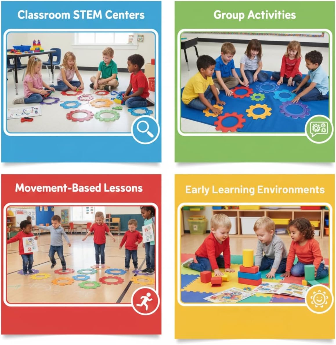 Gear Shaped Stem Floor Clings - 26 Pieces - Educational and Learning Activities for Kids image 4