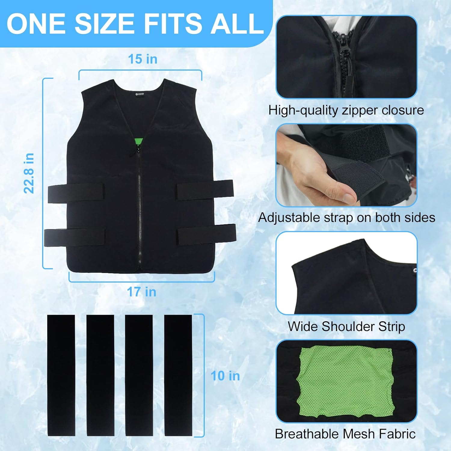 Cooling Vest with Ice Cells, Adjustable Unisex Cold Vest for Hot Weather, Reusable Cooling Gear for Outdoor Work