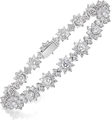 Simulated Emerald and 5A CZ Tennis Bracelet for Women, 2.22ct-10.45ct Birthstone Bracelet, Wedding Anniversary Valentines Birthday Gift, Length 5.9-7.5 Inch15-19cm
