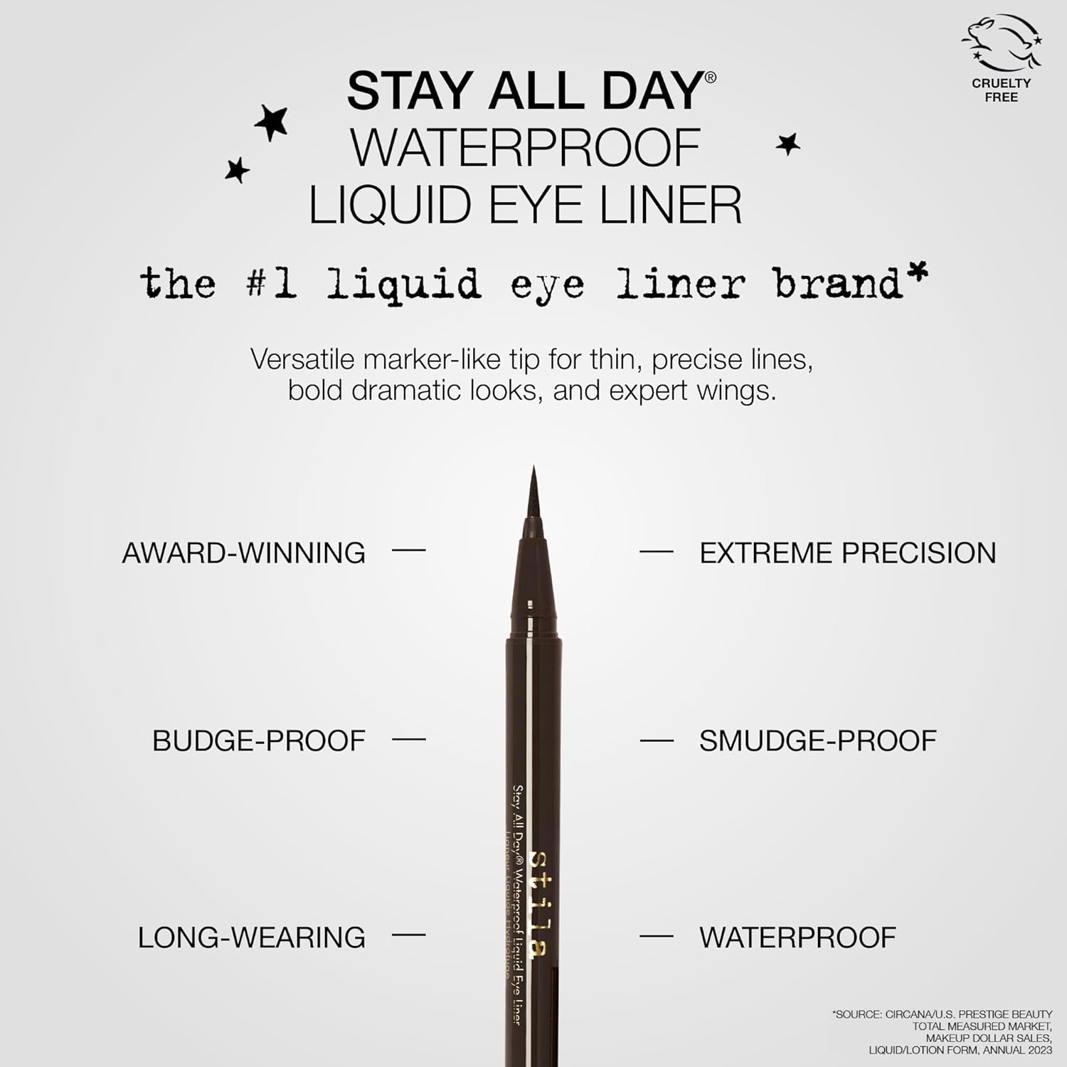 stila Waterproof Liquid Eye Liner, Stay All Day Makeup with Fine Brush Tip Lasting Satin Finish, Smudge-Proof & Transfer-Resistant - Image 3