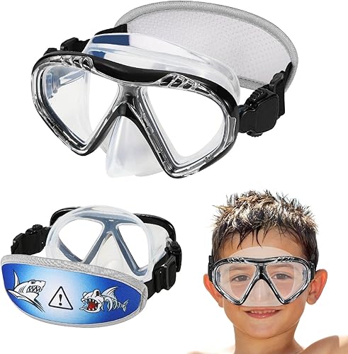 Miniatura 9 de Gafas de natación para niños, cubierta de nariz, gafas para niños sin tirones de pelo,Máscara de natación para niños antiniebla 1 unidad: tiburón