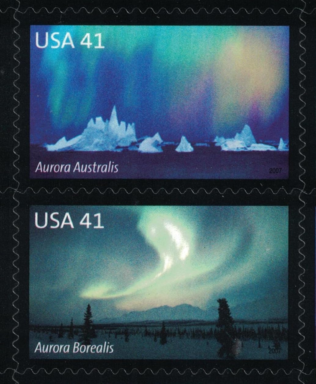Polar Lights (Sheet of 20) 41 Cent US Postage Stamps 2007 Scott 4203-4204