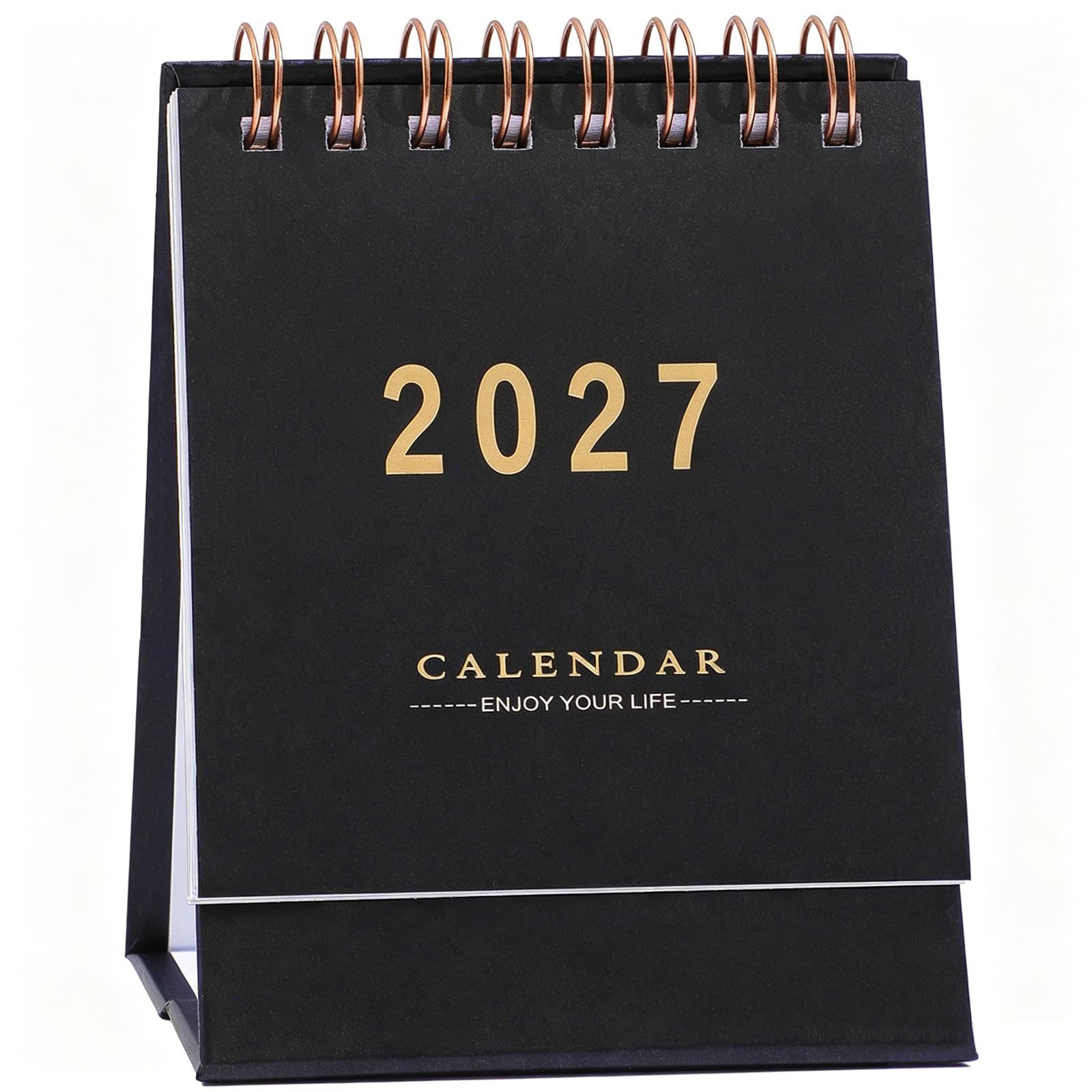 Mini Desk Calendar 2026-2027 - Use July 2026 to Dec 2027 Monthy Small Desktop Calendar 250 GSM Thick Paper Twin-Wire Binding for Home or Office (Black)