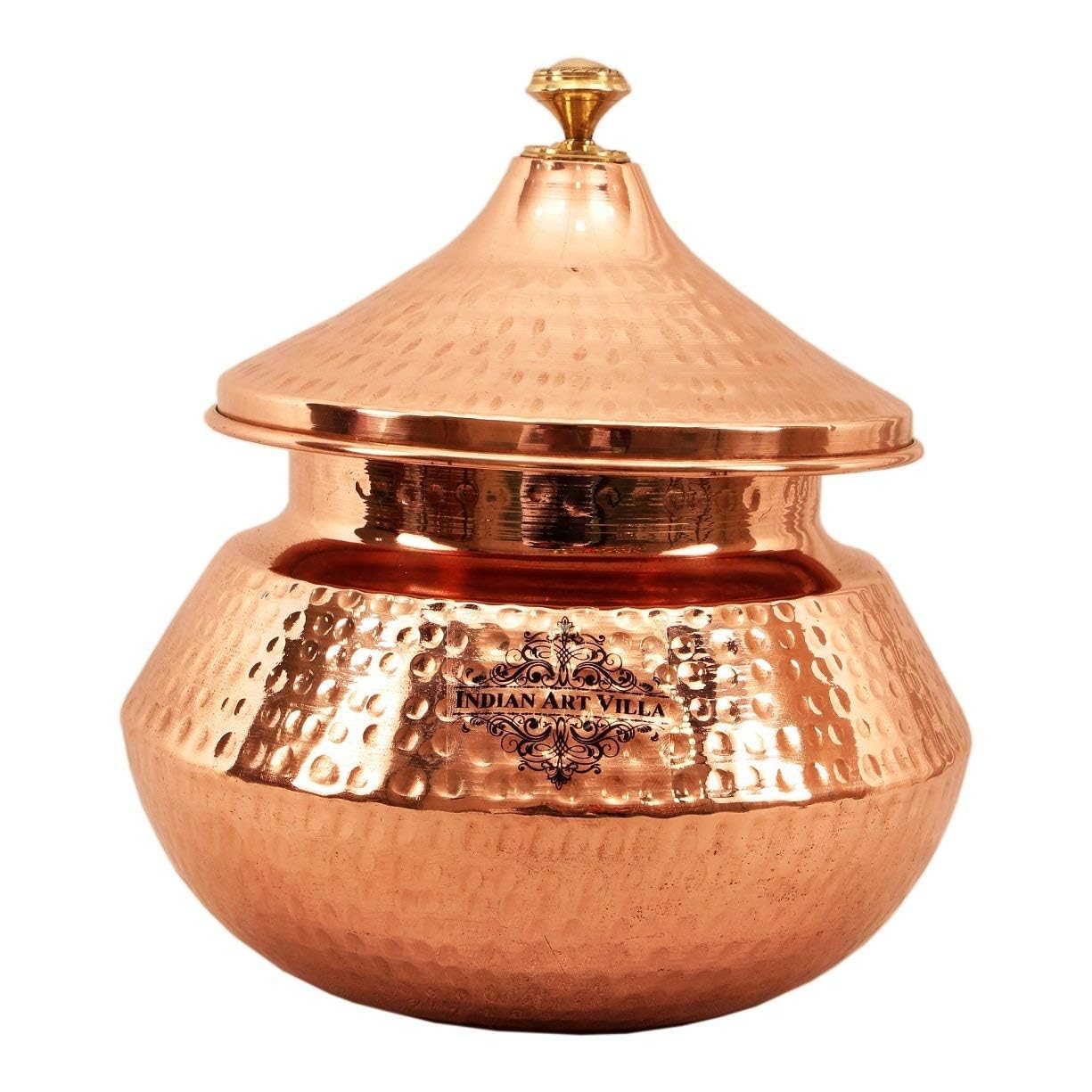 Bol punjabi Handi saladier en acier et cuivre marron grand récipient de service 2250ml