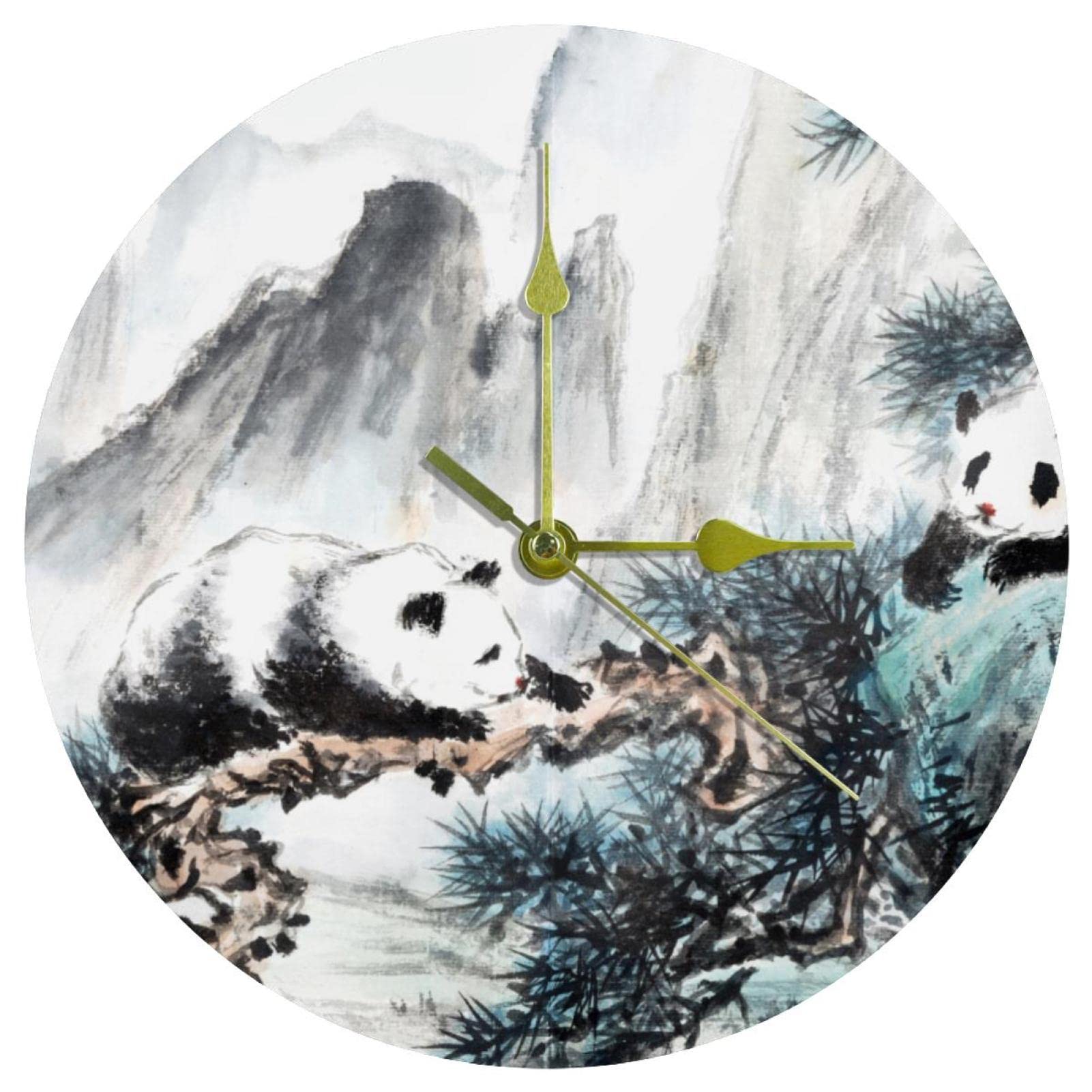 Horloge murale acrylique peinture chinoise 24 cm sans tic tac à piles