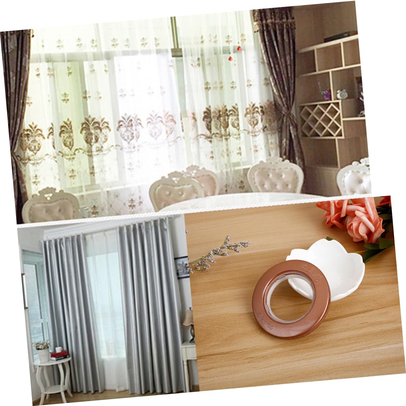 85pcs Plastic Curtain Rings with Eyelet for Easy Installation Shower and Bedroom Accessories Coffee Color for Home Decoration