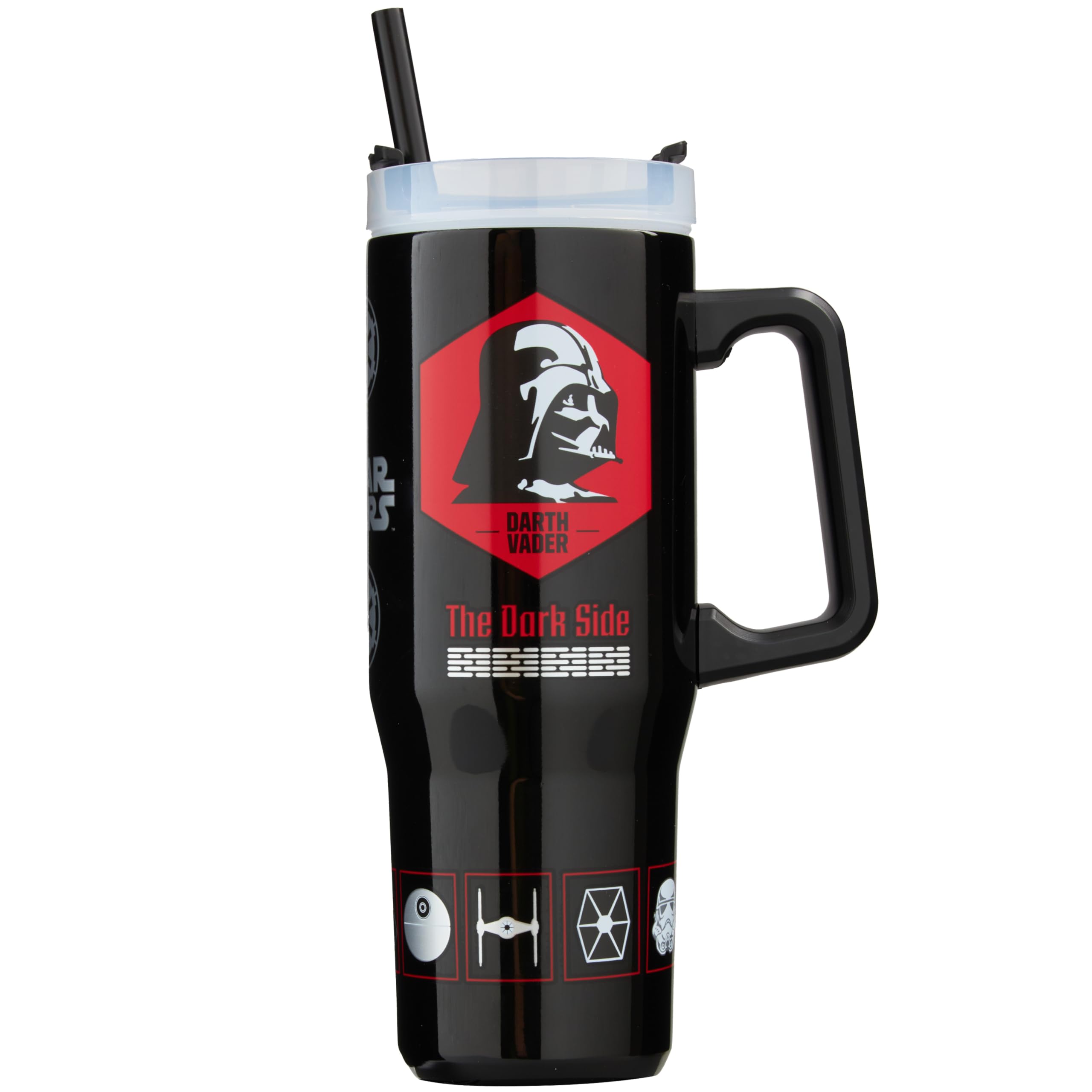 Get Trend Star Wars Insulated Tumbler 920ml, Stainless Steel Water Bottle with Straw & Handle, Ice for 42H Cold 12H & Hot 8H, Travel Coffee Mug, Darth Vader Gifts (Black/Multi Darth Vader)