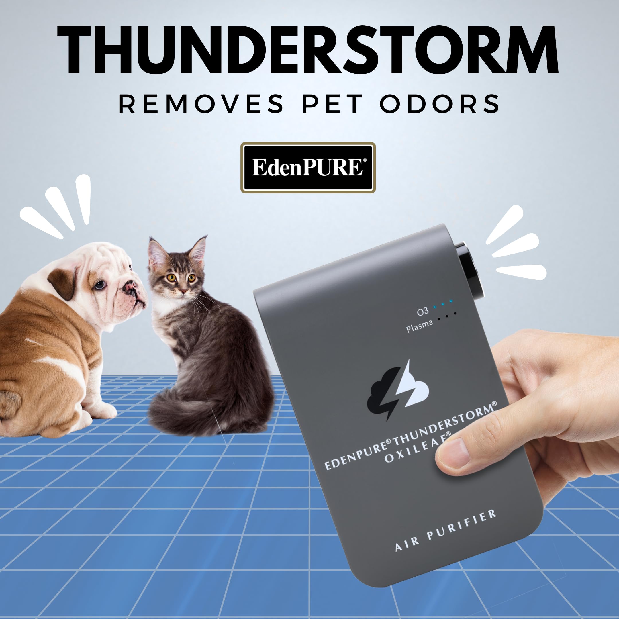 EdenPURE Thunderstorm III Purificatore d'aria - Piccolo generatore di ozono plug-in e ionizzatore - elimina odori, odori di animali domestici, fumo, muffa - Pulitore portatile senza filtri per casa