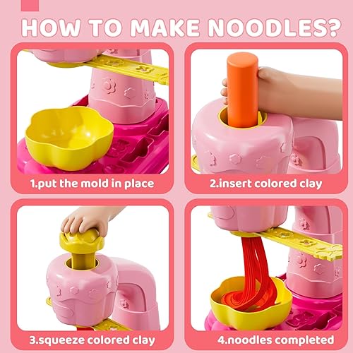 Miniatura 4 de Kit de arcilla seca al aire para niños, 51 piezas de arcilla mágica suave para modelar para niños con herramientas y máquina de fideos, juguetes de