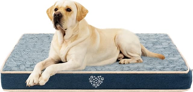 VANKEAN Waterproof Dog Bed Mat Reversible (Warm and Cool) with Removable Machine Washable Cover, Dog Bed Matterss for Crate, Dog crate mat, Dog Pad Pet Bed for Small to Large Dogs, Navy/Grey