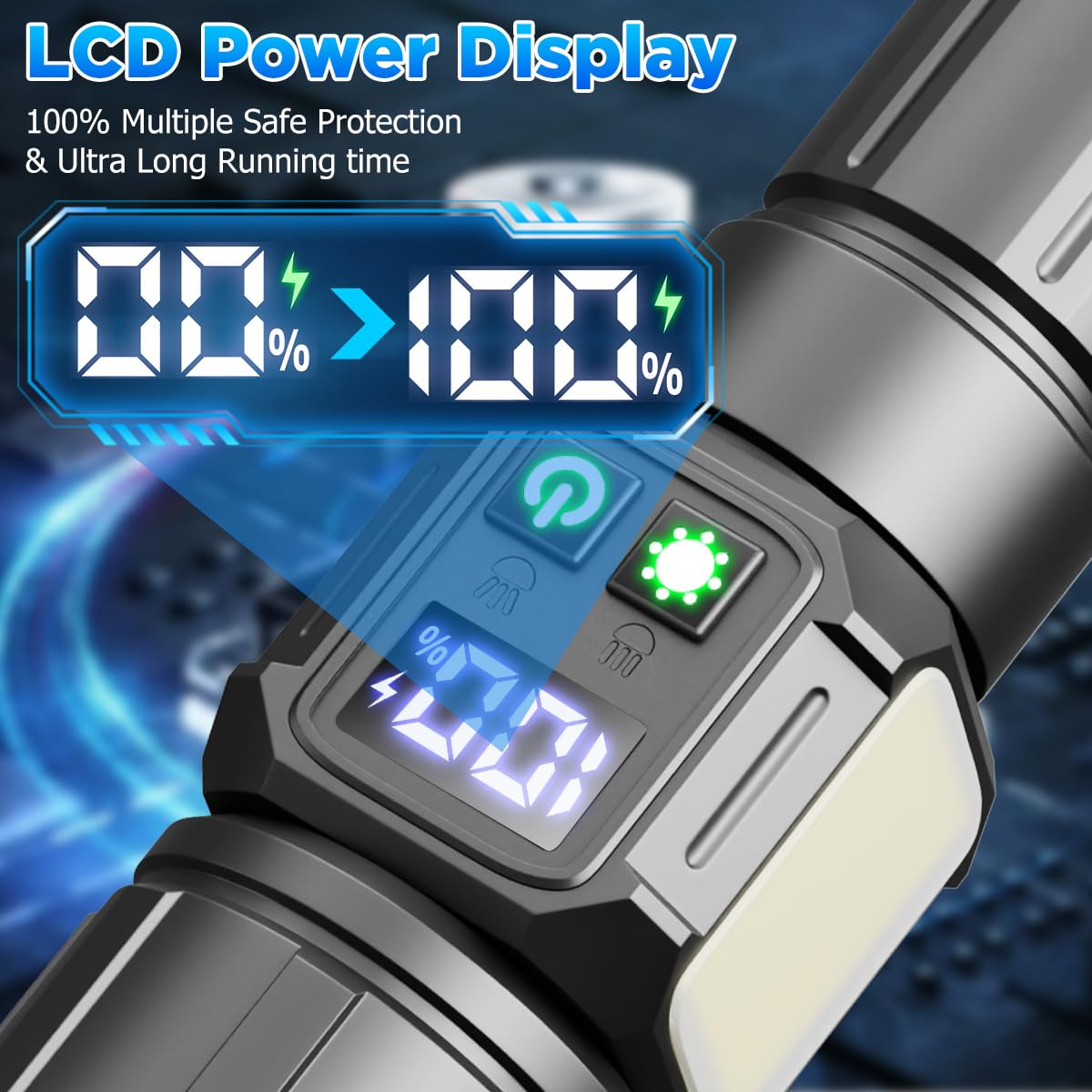 Lampe de poche LED rechargeable par USB - Extrêmement lumineuse - 10 000 lumens - Lampe de poche étanche avec 5 modes - Pour le camping, l'intérieur et l'extérieur