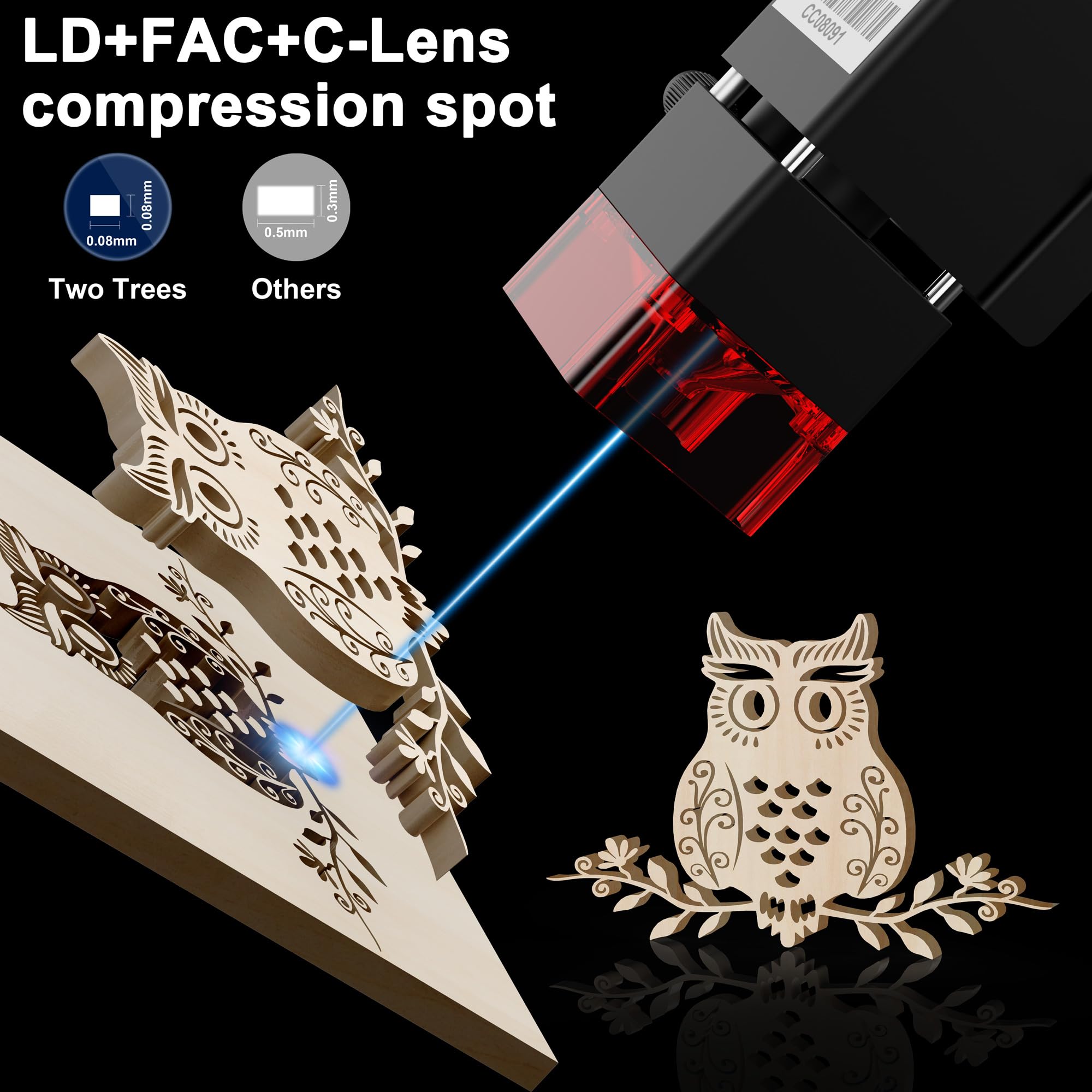 Twotrees TTS-10 PRO 10 W Maszyna do grawerowania laserowego Maszyna do cięcia laserowego Narzędzie do grawerowania laserowego do drewna Metal Aluminium Szkło Skóra