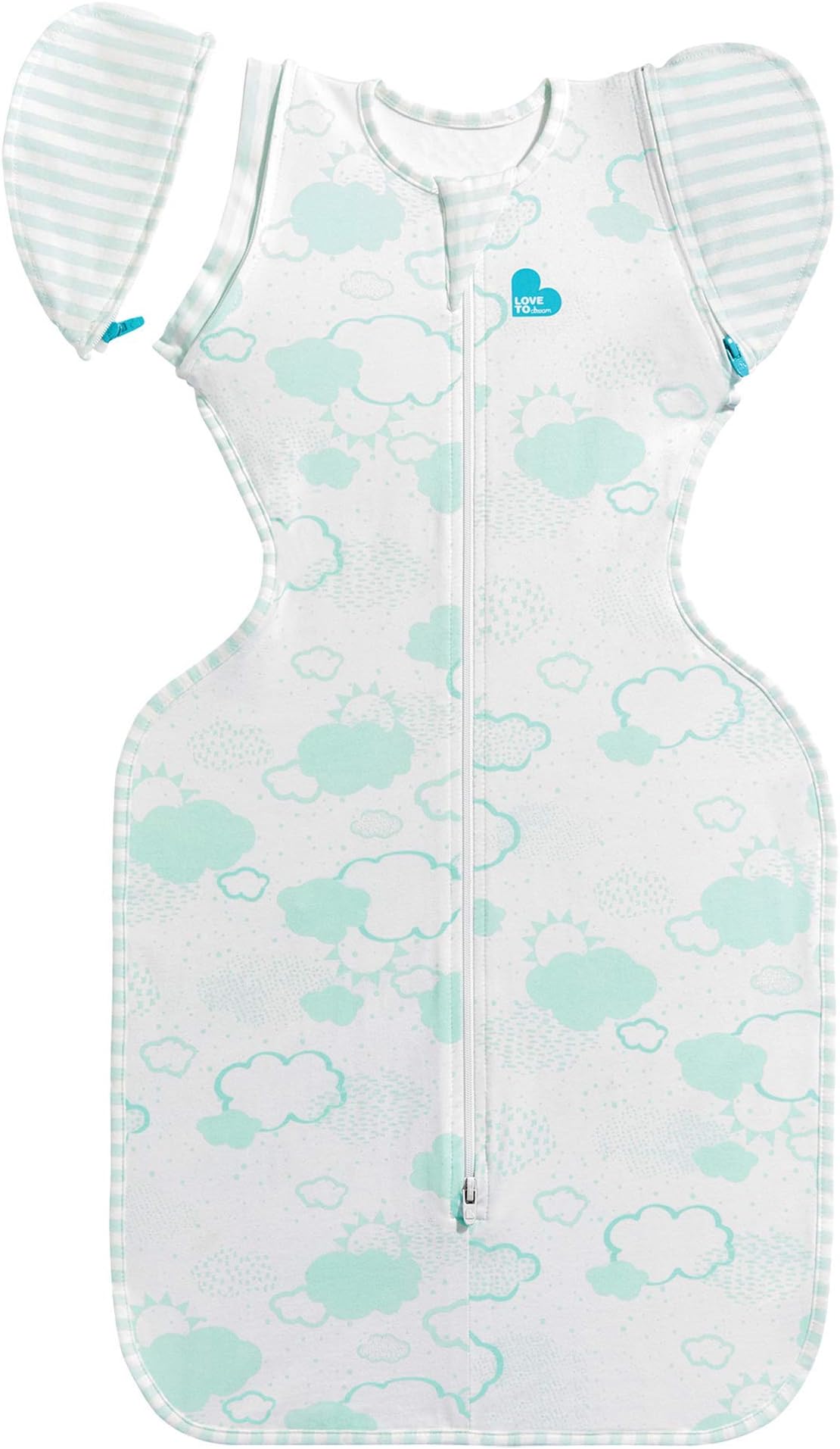 Love to Dream Swaddle UP Transition Bag Organic lbs Patented ZipOff Wings Gently Help Baby Safely Transition from Being swaddled arms Free Before Rolling Over, Mint, Large (19-24 Pound)