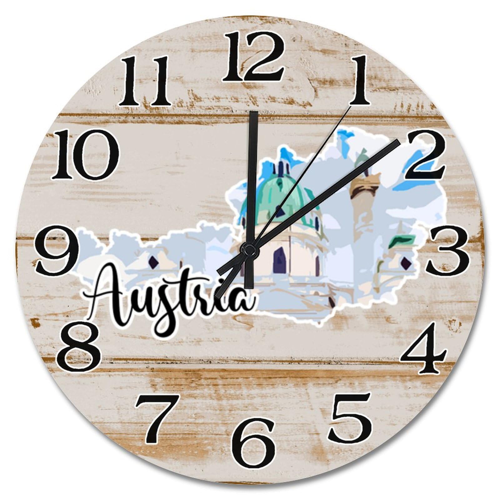 Horloge murale en bois 38 cm de l'Autriche à pile pour salon