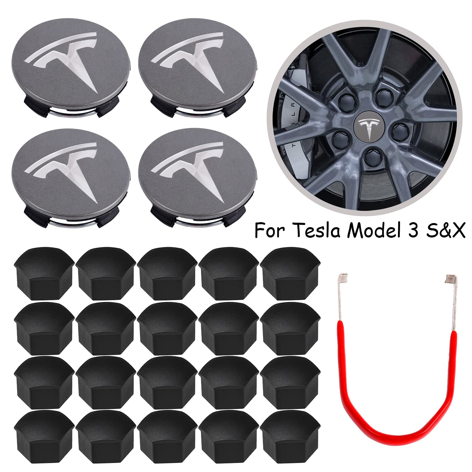 Buy Grey&Silver Wheel Center Hub Cap Kit, Wheel Cap Kit Center Cap Lug