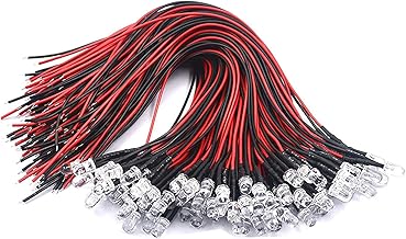 HUAZIZ Pack of 50 Pre-Wired LED, Diode Light, 12 V Pre-Wired Light, Warm White, 5 mm LEDs with 20 cm Cable, 20 cm Pre-Wired Light