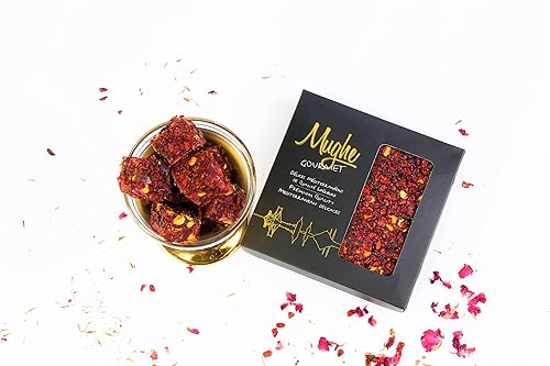 Miniatura 4 de Mughe Gourmet Delicia turca de agracejo Zereshk de lujo con sabor a pistachos y granada, 13 onzas, 20 unidades, caja de regalo gourmet,