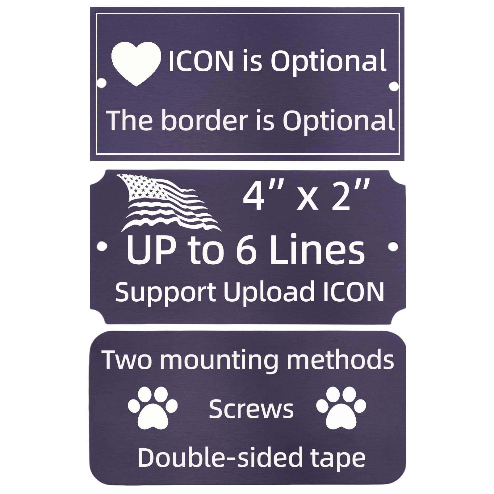 Engraved Custom Name Plate,Brushed Stainless Steel Personalized Name Plaque,Metal Engraving Custom Name Plate with Adhesive Backing or Screws for URN,Trophy, Picture Frame (X-Large-Black)