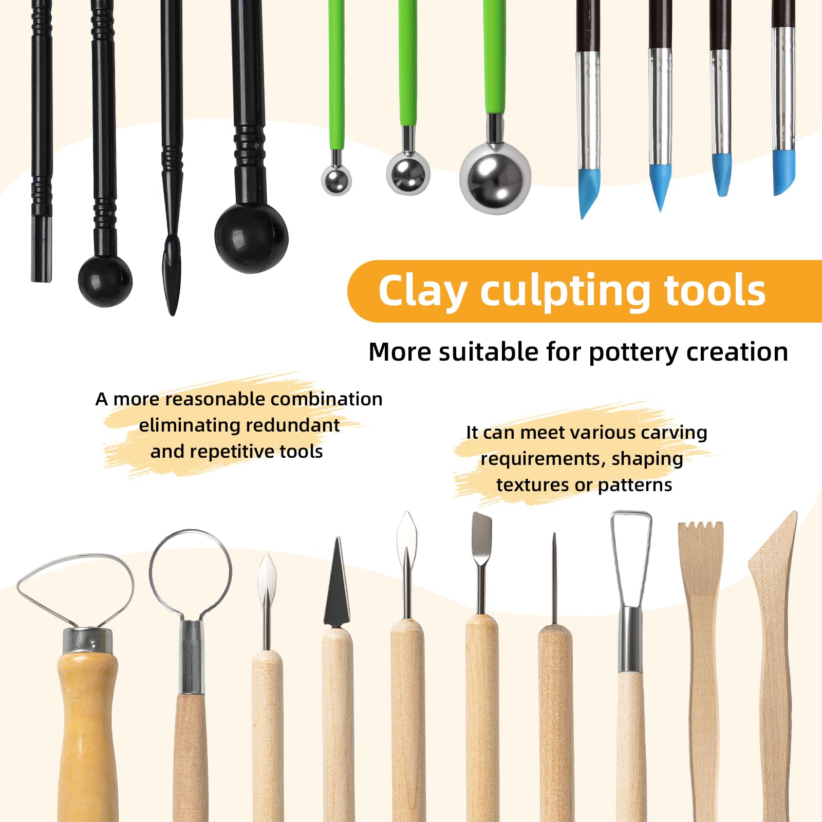 Pottery Tools Kit - 38 Pcs for Clay & Air Dry Clay -6