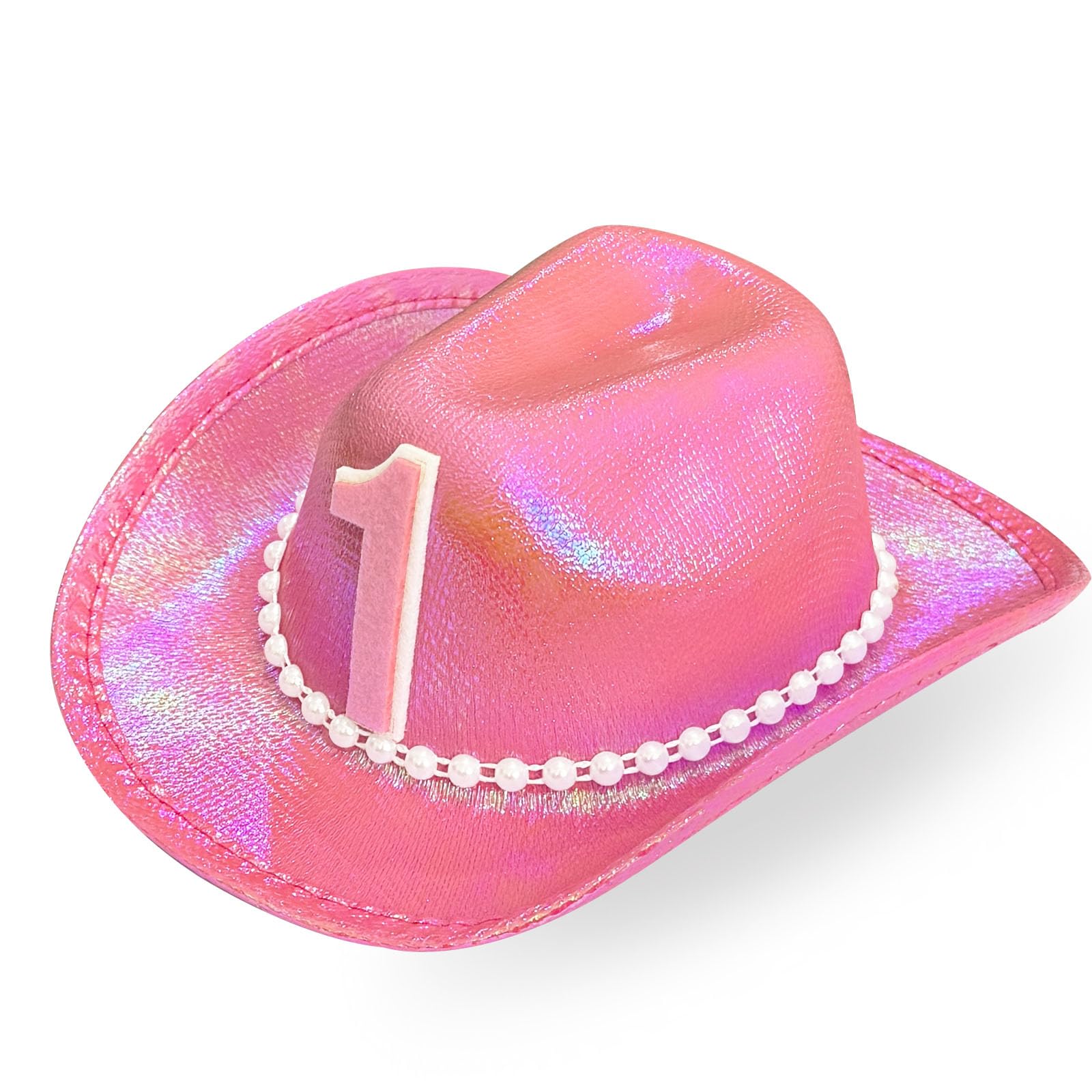 1st Birthday Cowgirl Hat for Baby Girl – Pink Cowboy Party Hat Crown for First Rodeo, Western Theme, Photo Prop, Baby Shower
