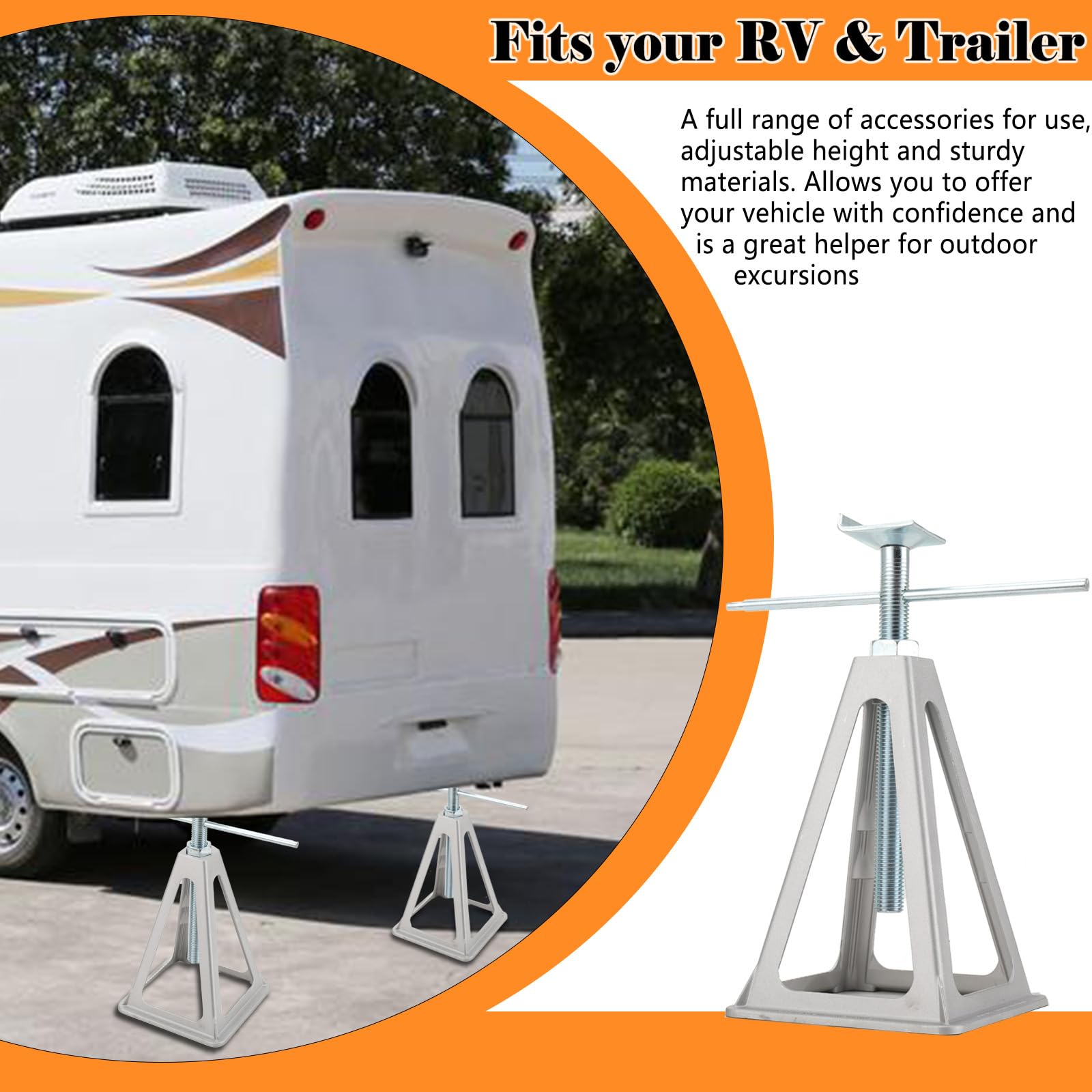 4er Set Caravan Stützbock, Wohnwagenstütze Unterstellbock Wohnwagen Anhänger Wohnmobile, Aluminium, Höhenverstellbar, je bis 900 Kg belastbar