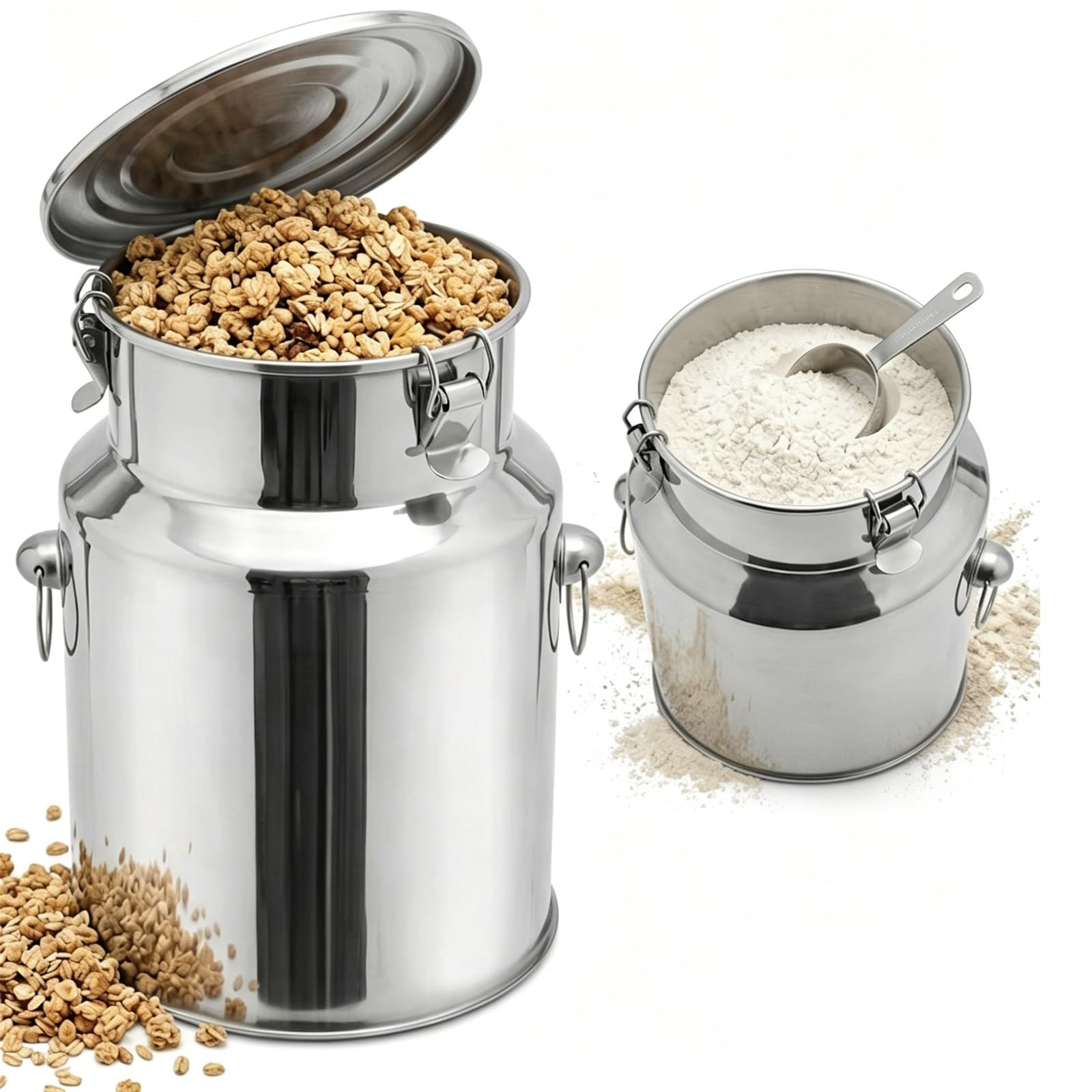 5l -88l Jarra de Leche Inoxidable Hermético, Lechera con Tapa y Anillo de Sellado, Bidón de Transporte de Fácil Limpieza, Cubo acero inoxidable Multiuso(No Spigot,18L/4.76Gal)