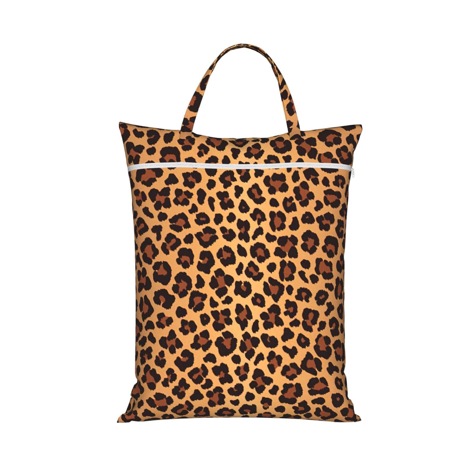 Pphgut 1 Pc Leopard Pattern Print Travel Laundry Bag Portable Dirt Clothes Bags Daily Hiking Camping Vacation