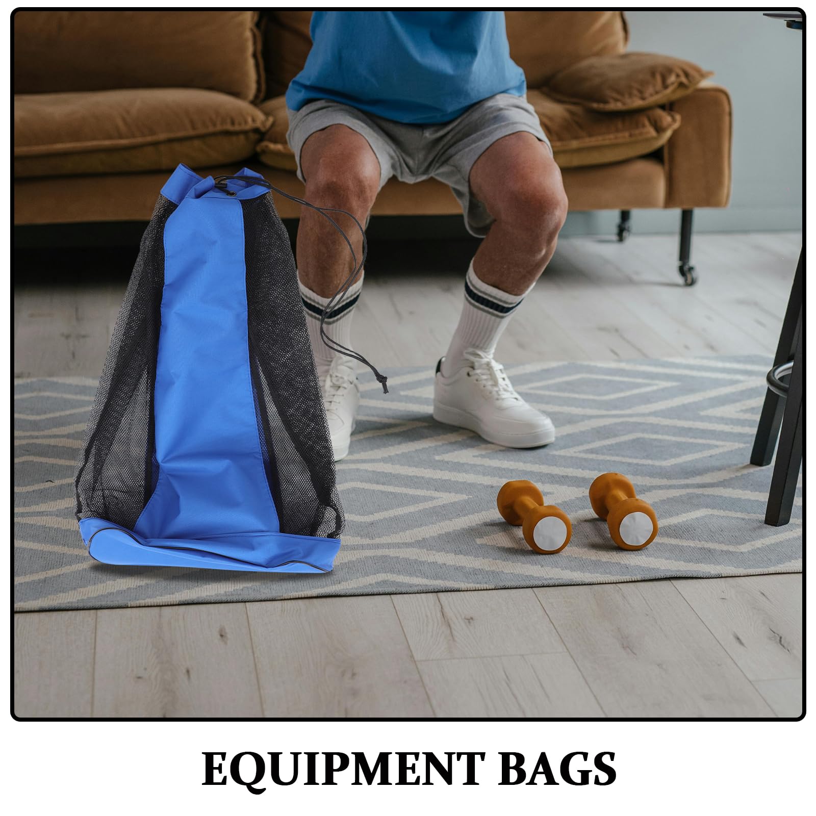 KOMBIUDA Borsa da Calcio a Rete Coulisse Resistente, Sacca Porta Attrezzatura Sportiva Ventilata Tracolla Singola per Palloni da Basket, Baseball e Nuoto, per Allenamento e Palestra