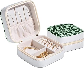 Caja de almacenamiento de joyas de viaje, diseño de iconos de trébol para mujeres y niñas