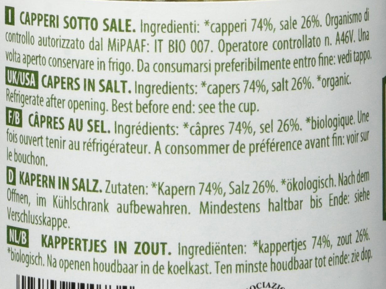IL NUTRIMENTO Kapern in Meersalz – Handgeerntet und natürlich konserviert – Bio und vegan – 6er Pack (6 x 100 g)