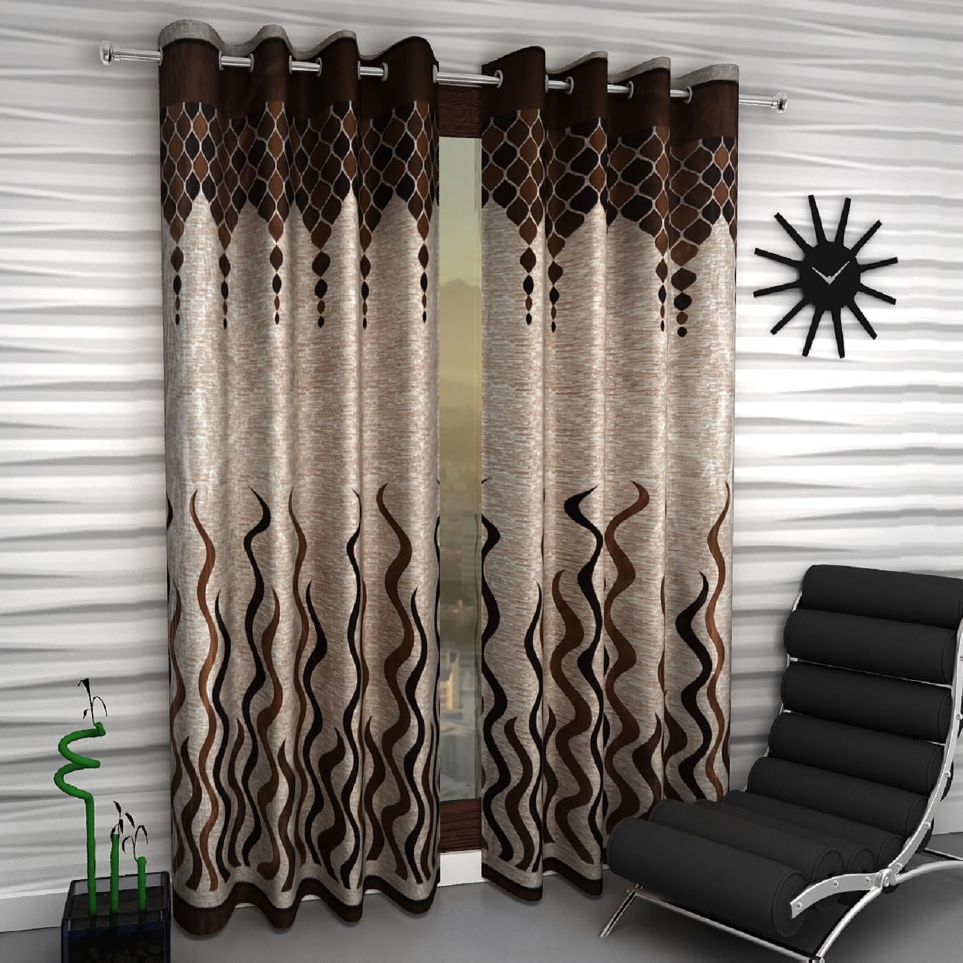 Elegant Wave Curtains - Brown - FREE SHIPPING -1