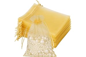 joycraft Premium 50-Pack Sheer Gold Organza Gift Bags