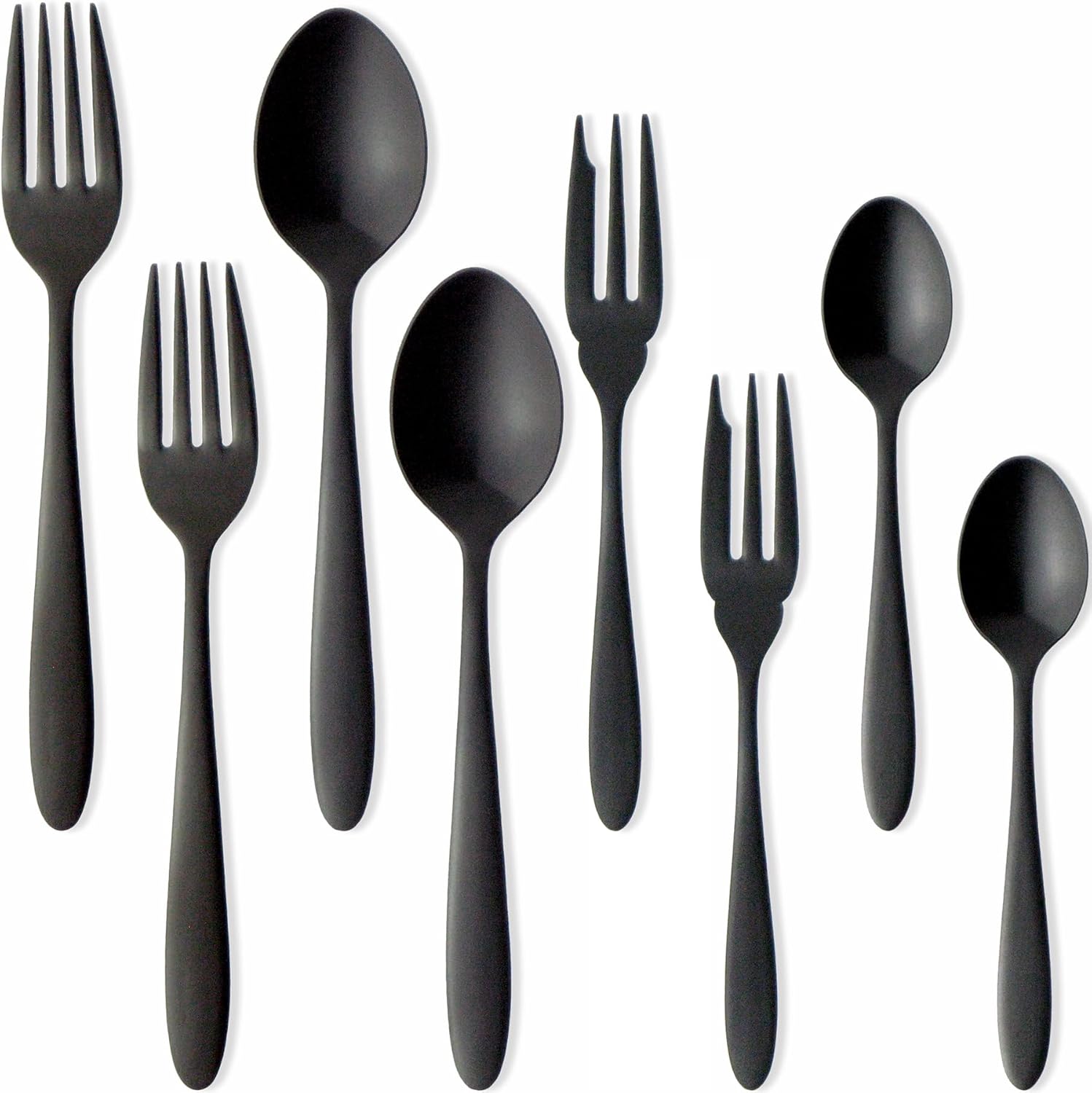 Nagao Tsubamesanjo Sumidumi Dinner Cutlery Set, 8 Pieces, 18-0 Stainless Steel, Black Oxidized Color, Made in Japan