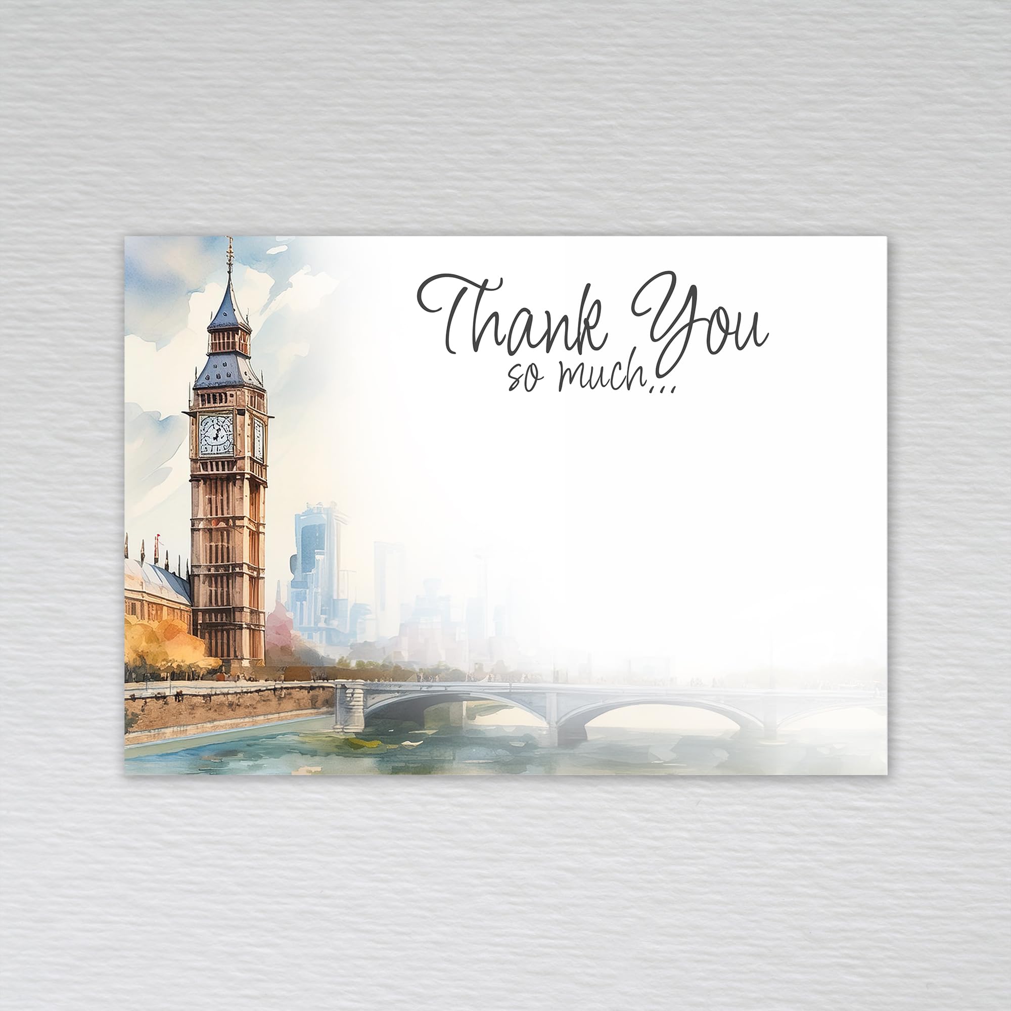 Thank You Card Pack/Thankyou Note Cards A6 Non-folded Thank You so much Postcards/Business, Birthday, Wedding Thank You Cards: Big Ben City of London Thank You Cards (Pack of 50 without Envelopes) — image 1