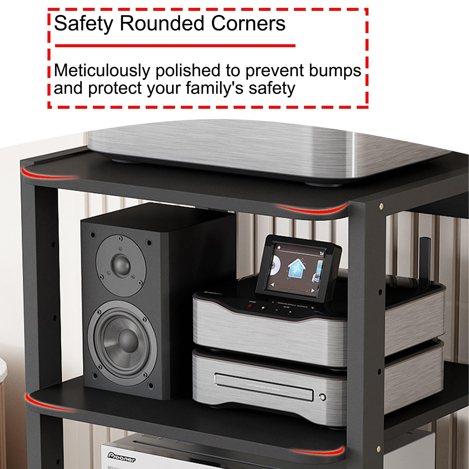 Moderner TV-Ständer, multifunktionales Entertainment-Center, 2-stöckig, AV-Media-Player-Regal, offenes Design, Netzwerk-Rack für IT- und AV-Geräte (50 cm)
