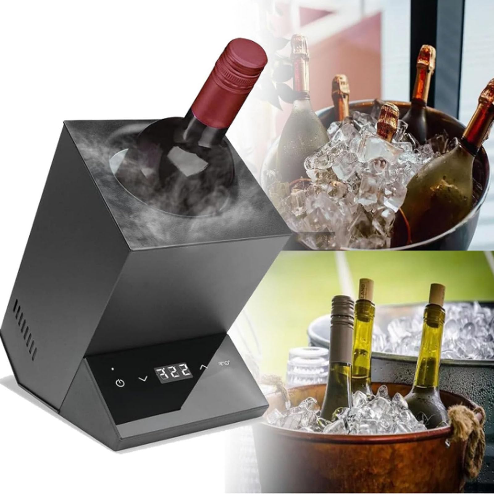 Enfriador de vino portátil para botellas de 750 ml, enfriador de vino de acero inoxidable sin hielo, ideal para bar en casa, caravana y viajes para los amantes del vino